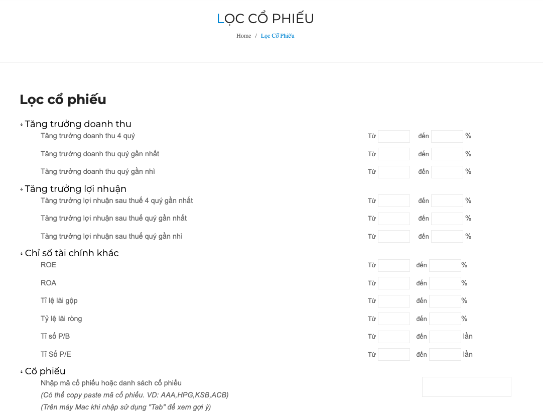 lọc cổ phiếu freestock