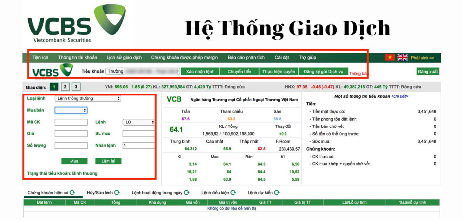 he thong giao dịch Vcbs